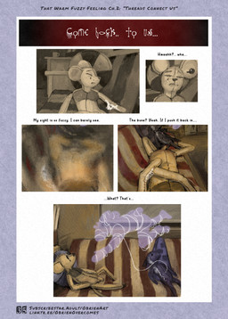 anthro bdsm blurry_vision bondage bound duo ear_piercing genitals horror_(theme) inner_monologue inside male narration nude penis piercing plush_stuffing plushie plushie_gore plushification plushophilia reaching ripped_plushie soul suspense text thinking thread waking_up obrien_(artist) tobias_(obrien) animate_inanimate ghost living_plushie mammal mouse murid murine rodent spirit absurd_res comic english_text hi_res
