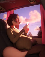 anthro big_breasts big_nipples bottomwear breast_rest breast_squish breasts breasts_on_lap car car_interior cellphone clothed clothing cloud detailed_background electronics erect_nipples eyewear female glasses holding_object holding_phone huge_breasts huge_nipples inside_car inside_vehicle long_nipples nipple_fetish nipples phone plant sagging_breasts sitting skirt smartphone solo squish sweater topwear tree vehicle orilas clarita_(crackiepipe) canid canine canis domestic_dog greyhound hunting_dog mammal sighthound 3d_(artwork) 3d_animation animated blender_(artwork) digital_media_(artwork) hi_res loop no_sound short_playtime webm