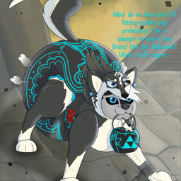 ambiguous_gender big_diaper blue_eyes clothing costume cuff_(restraint) diaper duo female feral fur halloween_bucket halloween_costume happy happy_smile holidays huge_diaper kigurumi metal_cuffs multicolored_body multicolored_fur offscreen_character onesie paws poof restraints runes snout stone_floor stone_wall triforce_symbol twilight_realm wall_(structure) wolf_plushie wolf_tail burritokitten halloween nintendo the_legend_of_zelda twilight_princess link_(wolf_form) midna canid canine canis domestic_dog mammal twili wolf 1:1 hi_res