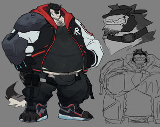 anthro backwards_cap balls_outline biped black_clothing black_shirt black_topwear body_hair bottomwear bulge chest_hair chest_tuft clothed clothing detailed_bulge flaccid footwear genital_outline genitals gloves handwear hat headgear headwear jacket male obese open_bottomwear open_clothing open_pants overweight overweight_anthro overweight_male pants penis penis_outline shirt shoes shoulder_pads simple_background solo tail toeless_footwear toeless_shoes topwear tuft vest sulviez trei_(sulviez) egyptian_mongoose herpestid mammal mongoose mustelid absurd_res hi_res sketch