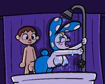 ambiguous_penetration anthro breasts doggystyle duo female from_behind_position male male/female night open_mouth penetration sex shower shower_sex wet wet_body pixelcap animal_crossing nintendo francine_(animal_crossing) villager_(animal_crossing) human lagomorph leporid mammal rabbit 5:4