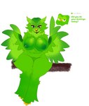 anthro areola beak belly big_breasts breasts eyelashes feathers female front_view genitals green_areola green_body green_feathers green_nipples green_text mascot navel nipple_piercing nipples non-mammal_breasts non-mammal_nipples nude nude_anthro nude_female open_mouth open_smile piercing pussy sitting smile solo text thick_thighs wings yellow_beak gatoradeew duolingo duo_(duolingo) avian bird owl 2024 absurd_res digital_drawing_(artwork) digital_media_(artwork) english_text full-length_portrait hi_res portrait