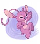 2017 3_toes 4_fingers alien angel_(lilo_and_stitch) antennae_(anatomy) breast_markings breasts chest_markings claws digital_media_(artwork) disney experiment_(lilo_and_stitch) eyelashes feet female fingers fist fur hi_res lilo_and_stitch markings pink_body pink_claws pink_fur pose purple_eyes purple_nose raised_arm simple_background small_tail smile solo tail toes white_background yem-chan