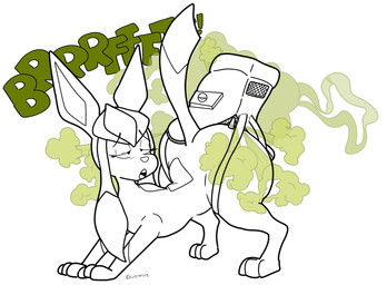 ambiguous_gender ass_up backpack big_butt butt digitigrade eye_roll eyelashes fart fart_cloud fart_fetish farting_in_container feral green_fart_cloud half-closed_eyes narrowed_eyes onomatopoeia open_mouth pokeball quadruped raised_tail relieved simple_background solo sound_effects tail text white_background wide_hips existimatio nintendo pokemon eeveelution generation_4_pokemon glaceon pokemon_(species) 2020 black_and_white digital_media_(artwork) hi_res monochrome signature spot_color female_(lore)