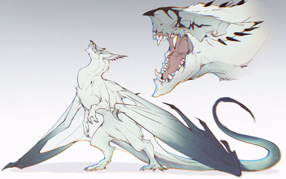 3_fingers 4_toes ambiguous_gender black_markings black_sclera black_spikes blue_tail blue_wings claws ear_spikes fangs feet feral finger_claws fingers fur grey_body grey_claws grey_fur gums head_markings looking_up markings membrane_(anatomy) membranous_wings mouth_closed multiple_poses on_hind_legs open_mouth pose pupils red_tongue simple_background slit_pupils solo tail teeth toe_claws toes tongue tongue_showing white_background white_body white_fur white_membrane wing_claws wings yellow_eyes chiayeeee mythology dragon furred_dragon furred_scalie mythological_creature mythological_scalie scalie 2021 chromatic_aberration full-length_portrait headshot_portrait hi_res portrait signature