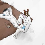anthro antlers bed blush bong clothing drugs duo erection exhaling_smoke fur furniture horn lying male male/male on_back on_bed sex simple_background standing underwear white_background white_body white_fur p_rindustries arctic_fox canid canine fox jackalope lagomorph mammal true_fox 1:1 hi_res