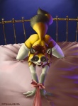 anthro bdsm bed bondage bound clothing female furniture inside legwear licking on_bed solo stockings submissive submissive_female tail tongue tongue_out snoot_(artist) honey_(snoot) mammal procyonid raccoon 2006