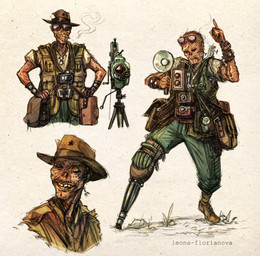 aviator_glasses bag camera clock clothed clothing eyewear fully_clothed glasses gold_(metal) gold_tooth grey_background holding_camera holding_object male missing_nose movie_camera multiple_angles necrosis not_furry pegleg photographer prosthetic prosthetic_leg prosthetic_limb reporter simple_background smoking solo standing sunglasses watch wearing_hat wearing_sunglasses wristwatch leona-florianova fallout microsoft dan_cricket_periwinkle_(leona-florianova) ghoul_(fallout) humanoid english_description hi_res story story_in_description