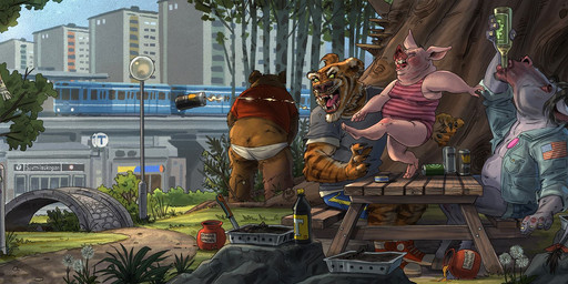 alcohol alcoholic american_flag anthro barbecue beer bench beverage beverage_can bottle city claws clothed clothing container dandelion drunk flower food furniture grass group knife male messy on_bench open_mouth outside park plant sitting street_lamp substance_intoxication table train trash_can tree united_states_of_america vehicle what wood joel_edlund disney winnie_the_pooh_(franchise) eeyore piglet pooh_bear tigger asinus bear domestic_pig donkey equid equine felid mammal pantherine suid suine sus_(pig) tiger 2015 hi_res
