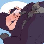 anthro blush clothing duo human_on_anthro interspecies male male/male oral sex underwear unknown_artist blizzard_entertainment overwatch soldier_76_(overwatch) winston_(overwatch) ape gorilla haplorhine human mammal primate 1:1 hi_res source_request