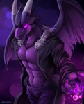 abs anthro clothed clothing male membrane_(anatomy) membranous_wings muscular muscular_anthro muscular_male pecs solo tongue tongue_out wings nurinaki mythology kataou dragon mythological_creature mythological_scalie scalie 2018 absurd_res cool_colors hi_res