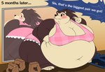 2019 animal_crossing anthro barefoot belly belly_grab belly_overhang big_belly big_breasts big_butt black_eyes blush blush_lines bottomwear breasts brown_body brown_fur butt chubby_cheeks clothed clothing deep_navel dessert detailed_background dialogue digital_media_(artwork) double_chin doughnut dress embarrassed english_text eulipotyphlan eyelashes feet female food fur half-closed_eyes hedgehog hi_res huge_breasts huge_butt inside jouigidragon looking_at_self looking_back mammal mirror mirror_reflection morbidly_obese morbidly_obese_anthro morbidly_obese_female multicolored_body multicolored_fur narrowed_eyes navel nintendo obese obese_anthro obese_female offscreen_character overweight overweight_anthro overweight_female pants reflection sable_able solo squish tan_body tan_fur text torn_bottomwear torn_clothing torn_pants two_tone_body two_tone_fur underwear underwear_only wardrobe_malfunction weight_conscious weight_gain