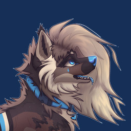 blonde_hair blue_collar blue_eyes blue_nose blue_tongue breath collar ear_tuft female feral freckles hair panting solo tongue tongue_out tuft larzali canid canine canis mammal wolf 1:1 alpha_channel bust_portrait hi_res portrait
