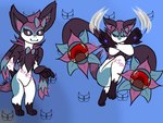 anthro attack_pose claws female fusion multiple_poses pokemon_fusion pose solo maximilianofox nintendo pokemon eeveelution generation_5_pokemon generation_6_pokemon hydreigon pokemon_(species) sylveon 4:3 hi_res