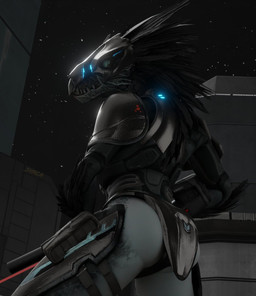 anthro arm_feathers arm_tuft armor blue_eyes butt butt_focus clothed clothing digitigrade face_covered feather_hair feathered_crest feathers female grey_body grey_feathers gun head_crest headgear helmet holding_gun holding_object holding_ranged_weapon holding_submachine_gun holding_weapon looking_at_viewer looking_back looking_back_at_viewer low-angle_view night pseudo_hair pupils ranged_weapon rear_view skimpy skimpy_bottomwear sky slit_pupils solo standing star starry_sky submachine_gun tuft unconvincing_armor unsc weapon synca pickle_juice_(modeler) halo_(series) microsoft xbox_game_studios indyee alien avian kig-yar scalie t'vaoan 3d_(artwork) colored digital_media_(artwork) gynomorph_(lore) intersex_(lore)