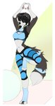 4_toes 5_fingers anthro black_hair breasts claws clothed clothing digitigrade eyebrows eyelashes eyes_closed feet female fingers footwear hair smile socks solo toeless_footwear toeless_socks toes wolflady chloe_(abananaman) canid canine canis domestic_dog mammal 2022 digital_media_(artwork)