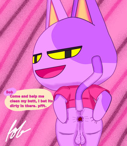anal_request anthro anus balls butt butt_grab dialogue fur genitals hand_on_butt looking_at_viewer male oral_request purple_body purple_fur requesting rimming_request sex_request solo speech_bubble spread_butt spreading suggestive_dialogue suggestive_pose text rob-posa animal_crossing nintendo bob_(animal_crossing) domestic_cat felid feline felis mammal english_text hi_res