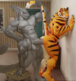 2d_on_3d 4_toes 5_fingers abs against_surface against_wall anal anal_penetration anthro anthro_on_anthro anthro_penetrated anthro_penetrating anthro_penetrating_anthro arm_fin balls big_balls big_butt big_penis black_claws black_sclera black_stripes butt claws door duo erection fangs feet fin fin_piercing fingers fur furgonomics furry-specific_piercing genitals gills glans grey_body grey_claws grey_nipples grey_penis grey_scales half-closed_eyes hand_on_hip head_fin huge_balls huge_penis humanoid_genitalia humanoid_penis looking_at_another looking_back male male/male male_penetrated male_penetrating male_penetrating_male muscular muscular_anthro muscular_male narrowed_eyes nipples non-mammal_balls non-mammal_nipples orange_body orange_fur penetration penis piercing pink_inner_ear pink_penis pupils red_glans scales sex sharp_teeth smile smirk standing standing_sex striped_body striped_fur stripes tail tail_fin tail_grab tail_pull teeth text thick_thighs thrusting toe_claws toes vein veiny_penis white_body white_fur yellow_eyes connivingrat edvardiko kuyo_(arcadegig) stead_(connivingrat) felid fish mammal marine pantherine shark tiger 2023 2d_animation 3d_(artwork) 3d_animation animated digital_media_(artwork) english_text hi_res high_framerate loop mixed_media no_sound short_playtime webm