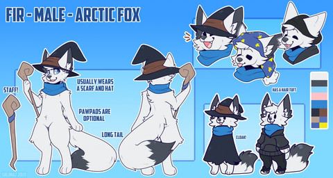 anthro blue_scarf bottomwear clothing digitigrade dipstick_tail footwear fur hair happy hat headgear headwear holding_object holding_staff hoodie male markings pants scarf shoes simple_background smile solo staff standing tail tail_markings text tired tongue tongue_out topwear white_body white_fur white_hair witch_hat shlimaz fir_(youtuber) arctic_fox canid canine fox mammal true_fox 2019 digital_media_(artwork) english_text model_sheet