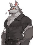 anthro barazoku bared_fangs big_muscles biped fur grey_body grey_fur looking_at_viewer male muscular muscular_anthro muscular_male pecs red_eyes solo yellow_sclera dark4202n nintendo pokemon canid canine canis generation_3_pokemon mammal mightyena pokemon_(species) wolf 2024