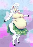 anthro belly big_belly breasts exposed_breasts female grass_skirt nipples overweight overweight_female pregnant pregnant_anthro pregnant_female solo thick_thighs awful_lad the_walten_files sha_(twf) bovid caprine mammal sheep absurd_res hi_res