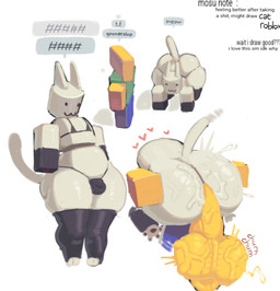 :3 all_fours anal anal_penetration anthro armwear balls big_balls big_butt big_penis black_armwear black_clothing black_elbow_gloves black_gloves black_handwear bodily_fluids butt clenching_balls clothing dialogue duo elbow_gloves femboy genitals gloves gooning handwear heart_symbol huge_balls huge_butt huge_hips huge_penis huge_thighs humanoid_genitalia humanoid_penis hyper hyper_balls hyper_genitalia hyper_penis legwear lingerie male male/male penetration penis penis_size_difference raphe_(anatomy) reverse_mating_press simple_background small_penis speech_bubble sweat tail text thick_thighs thigh_highs vein veiny_balls veiny_penis wide_hips nucr4r roblox felid humanoid mammal robloxian digital_media_(artwork) english_text hi_res unavailable_at_source