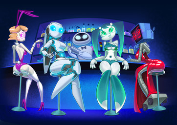 breasts butt clothed clothing corrugated_arms corrugated_legs corrugation dress female footwear group high_heels looking_at_viewer looking_back looking_back_at_viewer machine not_furry open_mouth open_smile shoes smile smiling_at_viewer womb_tattoo minus8 disney emmy_the_robot fireball_(disney) my_life_as_a_teenage_robot nickelodeon pixar spongebob_squarepants wall-e drossel_von_flugel_(fireball) emmy_(emmy_the_robot) eve_(wall-e) jenny_wakeman karen_plankton android extraterrestrial_vegetation_evaluator humanoid robot robot_humanoid 2025 absurd_res hi_res huge_filesize