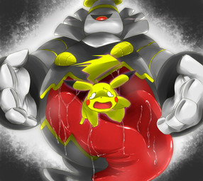 ambiguous/ambiguous ambiguous_gender belly_mouth bodily_fluids crying drooling duo empty_eyes feral fur levitation open_mouth oral_vore psychic red_eyes saliva scared tail tears telekinesis tongue vore white_eyes yellow_body yellow_fur plus-alpha nintendo pokemon dusknoir generation_1_pokemon generation_4_pokemon ghost mammal pikachu pokemon_(species) rodent spirit