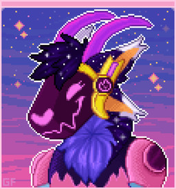 anthro bluescreen claws computer_virus_(program) female horn machine markings paws pop_up solo star_(marking) grumpyfart protogen animated digital_media_(artwork) icon pixel_(artwork)
