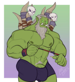 bulge clothing detailed_bulge fangs genital_outline genitals green_body green_skin humanoid_pointy_ears male muscular muscular_humanoid muscular_male nipples penis penis_outline pointy_ears solo teeth underwear leelikessmut blizzard_entertainment warcraft gul'dan humanoid orc hi_res