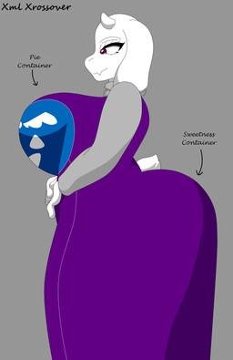 anthro big_breasts big_butt bovid_horn breasts butt caprine_horn clothed clothing dress female fluffy fluffy_tail fur goat_horn goat_tail horn huge_breasts huge_butt larger_female long_ears mature_female red_eyes size_difference solo tail white_body white_fur xml_xrossover_(artist) evil_container undertale undertale_(series) toriel bovid caprine goat mammal absurd_res hi_res meme