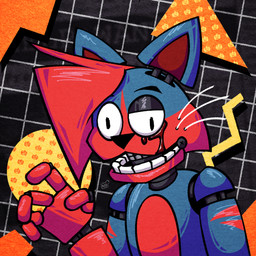 anthro blood blue_body blue_fur bodily_fluids eyebrows fur hair machine male pattern_background red_body red_fur red_hair robotic simple_background solo striped_arms stripes teeth textured textured_background whiskers howyabenn nathan_(howyabenn) animatronic domestic_cat felid feline felis mammal robot 1:1 2023 digital_drawing_(artwork) digital_media_(artwork) hi_res shaded watermark