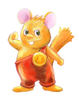anthro biped brown_body chibi clothed clothing simple_background solo white_background kanfrog gamba_no_bouken gamba_no_bouken_(series) ganba mammal mouse murid murine rodent 2009