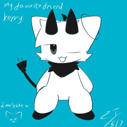 ambiguous_gender anthro black_body black_eyes black_feet black_fur feet fur halo horn kemono plug solo white_body white_fur z2006t domestic_cat felid feline felis mammal 1:1 hi_res