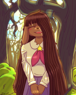 anthro bottomwear clothing female forest forest_background nature nature_background plant purple_bottomwear purple_clothing purple_skirt skirt solo tree zenf 90_percent_studios purrfect_apawcalypse ginger_claret bloodhound canid canine canis domestic_dog hunting_dog mammal scent_hound 2021 4:5 absurd_res hi_res