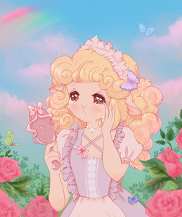 4_fingers ambiguous_feral ambiguous_gender anthro blonde_hair blue_clothing blue_dress blue_sky blue_wings blush bodily_fluids brown_eyes clothed clothed_anthro clothed_female clothing cloud crying curly_hair day dress eyelashes female female_anthro feral fingers flower flying fur green_wings group hair holding_mirror holding_object insect_wings jewelry lepidopteran_wings light long_hair looking_at_mirror looking_at_object mirror necklace outside pink_flower pink_hairband plant purple_wings rainbow rose_(flower) size_difference sky smaller_ambiguous smaller_feral solo_focus tan_body tan_fur tears thin_eyebrows wings black_kitty maisie_de_la_preis arthropod bovid butterfly caprine insect lepidopteran mammal sheep colored digital_drawing_(artwork) digital_media_(artwork) hi_res lighting shaded