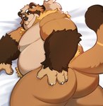 4_fingers anthro belly big_belly black_nose brown_body butt fingers kemono male moobs nipples overweight overweight_male smile solo kororoman canid canine mammal raccoon_dog tanuki 2024 hi_res