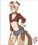 anatomy anthro blush bottomwear bulge clothing denim denim_clothing femboy floppy_ears footwear fur green_eyes legwear looking_at_viewer lust male pants plaid pose presenting shorts simple_background slim smile socks solo stockings suspenders tall undressing white_background young glitterishere daven_(dado463art) canid canine canis domestic_dog mammal