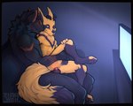 amber_eyes anal anal_knotting anal_penetration animal_genitalia animal_penis anthro anthro_on_anthro anthro_penetrated anthro_penetrating anthro_penetrating_anthro balls black_body black_fur blue_eyes bodily_fluids canine_genitalia canine_penis cuddling cum cum_in_ass cum_inside duo ear_rub fur genital_fluids genitals grey_body grey_fur hand_on_leg happy knot knotting looking_at_another looking_at_partner looking_pleasured male male/male male_penetrated male_penetrating male_penetrating_male orange_body orange_fur pawpads paws penetration penile penile_penetration penis raised_leg sex sheath sitting_on_another tail x-ray_view yellow_body yellow_fur clyde_wolf ceylis kael_(beleynn) canid canine canis fox mammal wolf absurd_res hi_res