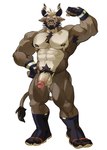 2_horns abs ankh_nipple_ring ankh_ring anthro armpit_hair balls barazoku beard biceps big_muscles big_penis biped black_hair body_hair brown_body brown_eyes brown_fur chest_hair clothing curved_horn facial_hair facial_piercing fingerless_gloves flexing flexing_bicep fur genitals gloves hair handwear happy_trail horn humanoid_genitalia humanoid_penis looking_at_viewer male muscular muscular_anthro muscular_male navel nipple_piercing nipple_ring nipples nose_piercing nose_ring one_eye_closed pecs penis piercing pubes ring_piercing septum_piercing septum_ring solo tail tail_tuft tuft vein veiny_penis white_hair wink kitai_su zorgzhang bovid bovine cattle mammal 2024 absurd_res hi_res