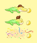 back_spikes candy clothing confetti cowboy cowboy_hat cowboy_hat_only dark_humor death dessert feet feral food fruit glistening glistening_body glistening_legs glistening_nose glistening_tail green_body green_tail gummy_(food) happy hat hat_only headgear headgear_only headwear headwear_only humor lemon licking licking_food lying male mostly_nude motion_blur multicolored_body neck_spikes on_front pink_tongue plant puckered_lips round_eyes scrunched_face shadow sharp_teeth short_tail simple_background smile solo sour_face spiked_tail spikes spikes_(anatomy) tail teeth tongue tongue_out toony white_body white_eyes wide_eyed yellow_background yellow_body rosebudrat glitch_productions the_amazing_digital_circus thour_(meme) gummigoo_(tadc) crocodile crocodilian crocodylid food_creature gummy_creature living_candy reptile scalie 2024 hi_res meme