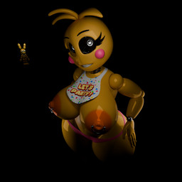 anthro beakless big_breasts black_background breasts clothed clothing eyelashes female glistening grin high-angle_view looking_at_viewer machine nipple_piercing nipples orange_nipples partially_clothed piercing pink_clothing pink_underwear shocked simple_background smile solo standing topless underwear yellow_body thighcramp jams3d_(modeler) mipsmiyu_(modeler) rubbinchan_(modeler) five_nights_at_freddy's five_nights_at_freddy's_2 scottgames adventure_spring_bonnie_(fnaf) lovetaste_chica toy_chica_(fnaf) animatronic avian lagomorph leporid mammal rabbit robot 1:1 2026 3d_(artwork) digital_media_(artwork) hi_res