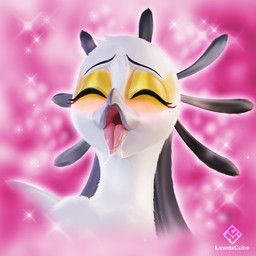 ahegao anthro beak black_body black_feathers bodily_fluids eyelashes eyes_closed eyeshadow feathers female front_view grey_beak looking_pleasured makeup markings mole_(marking) mole_under_eye nude open_mouth pink_background saliva simple_background solo sparkles tongue tongue_out white_body white_feathers yellow_eyeshadow lewdxcube aggretsuko sanrio secretary_washimi accipitriform avian bird secretary_bird 1:1 3d_(artwork) digital_media_(artwork) hi_res