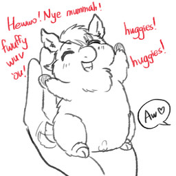 ambiguous_gender ambiguous_human animal_genitalia balls blush blush_lines dialogue duo eyes_closed feral genitals happy male male_feral mostly_offscreen_character open_mouth red_text sheath smile solo_focus text tongue young young_feral young_male yellowcottoncandy030 fluffy_pony fluffy_pony_(species) human mammal 1:1 broken_english english_text hi_res spot_color