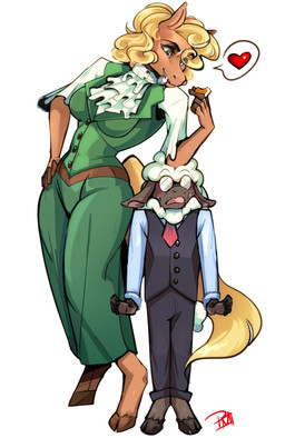 anthro clothing condom dress duo eyewear female glasses heart_symbol male male/female sexual_barrier_device size_difference smaller_male suit teasing topwear vest punkcroc sheriff_hayseed lloyd_(sheriff_hayseed) mayor_joy aquatic bovid caprine cephalopod coleoid decapodiform equid equine horse mammal mollusk sheep squid 2025 digital_media_(artwork) hi_res