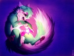 female feral fur glowing green_body green_fur solo star tail falvie falvie_(character) canid fionbri mammal 2012 digital_media_(artwork)