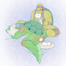 2_toes 3_fingers anal anal_fluids anal_oviposition anthro anus blush bodily_fluids butt duo egg egg_in_ass feet fingers genital_fluids genitals hand_on_head holding_egg holding_object hug hugging_object hugging_pillow lying male male_oviposition mask oviposition pillow plantigrade shell simple_background sitting smile soles stretched_anus tail tears teeth toes mishajeans teenage_mutant_ninja_turtles teenage_mutant_ninja_turtles_(2003) donatello_(tmnt) leonardo_(tmnt) reptile scalie turtle 1:1 absurd_res digital_media_(artwork) hi_res brother_(lore) brothers_(lore) sibling_(lore)