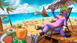 anthro arcanelynx avian beach beverage biped bird blonde_hair boat body_hair chest_fur chest_hair chest_tuft coconut digital_drawing_(artwork) digital_media_(artwork) digitigrade drupe_(fruit) eyewear fingers fluffy fluffy_ears fluffy_hair fluffy_neck_fur fluffy_tail food fruit fur grape group gull hair hammock holding_object island lari larid looking_at_viewer lynx_arcane male mammal markings melon membrane_(anatomy) mustelid neck_tuft otter plant purple_body purple_fur purple_hair sand sea smile solo sunglasses tail tail_tuft tuft umbrella vehicle water watercraft watermelon watermelon_slice webbed_hands yellow_body yellow_fur