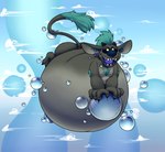 anthro belly big_belly bubble chest_tuft chimera cloud floating freshsqueezedanny frutiger_aero hi_res huge_belly male mammal sky skyscape solo tuft
