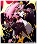 anthro bat_wings bodily_fluids border cosplay drooling female hiiragi_utena_(cosplay) horn long_ears magia_baiser membrane_(anatomy) membranous_wings pink_body riding_crop saliva solo whip white_border wings darkadibuja gushing_over_magical_girls mahou_shoujo_ni_akogarete hiiragi_utena venalita lagomorph leporid mammal rabbit absurd_res hi_res